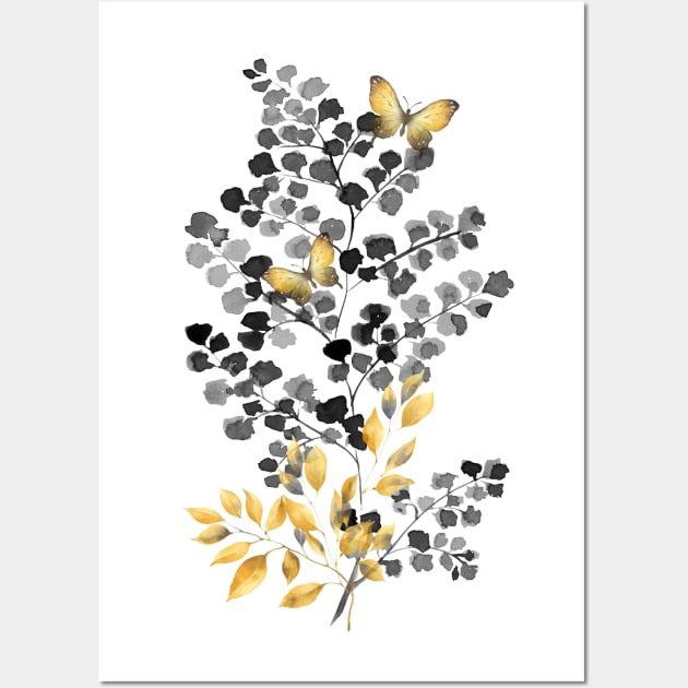 Gold And Black Botanicals A Wall Art by Jean Plout Designs